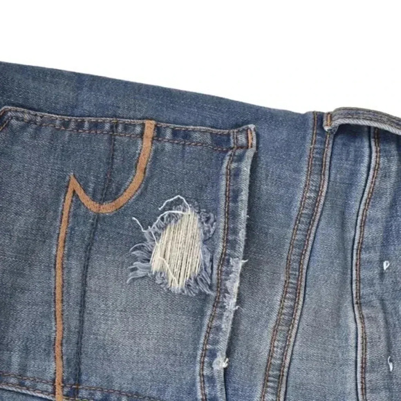 American Eagle Hi-Rise Shortie Jean Shorts Distressed Button Fly Medium  Wash 12 - Picture 5 of 11